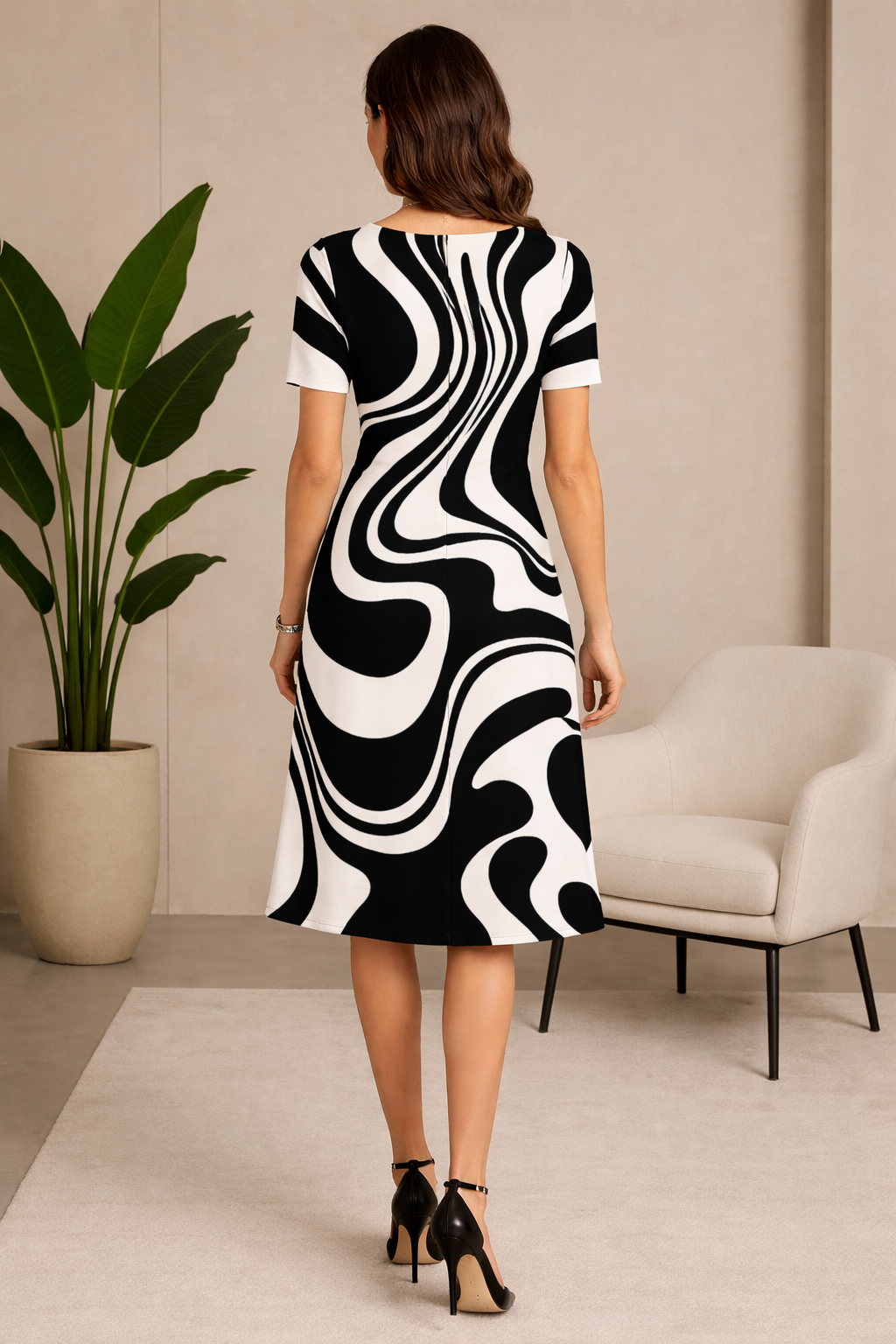 Vestido Amarílis Preto e Branco — Zary Moda