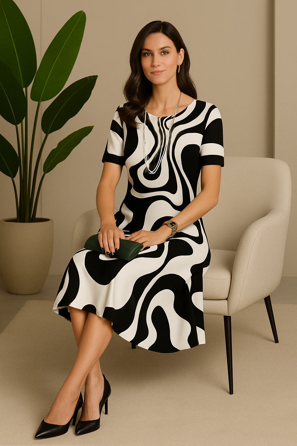 Vestido Amarílis Preto e Branco — Zary Moda