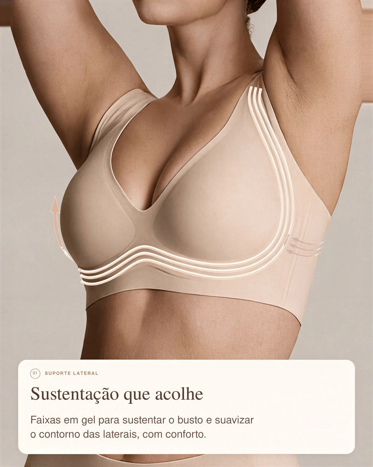 Suporte lateral do sutiã BelleForma com faixas em gel