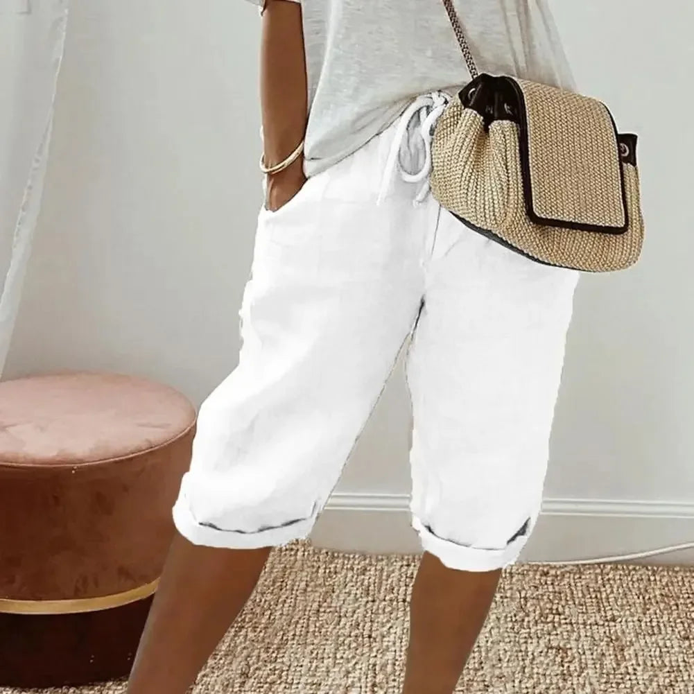 Bermuda Helena em cores claras e linho de algodão Zary Moda