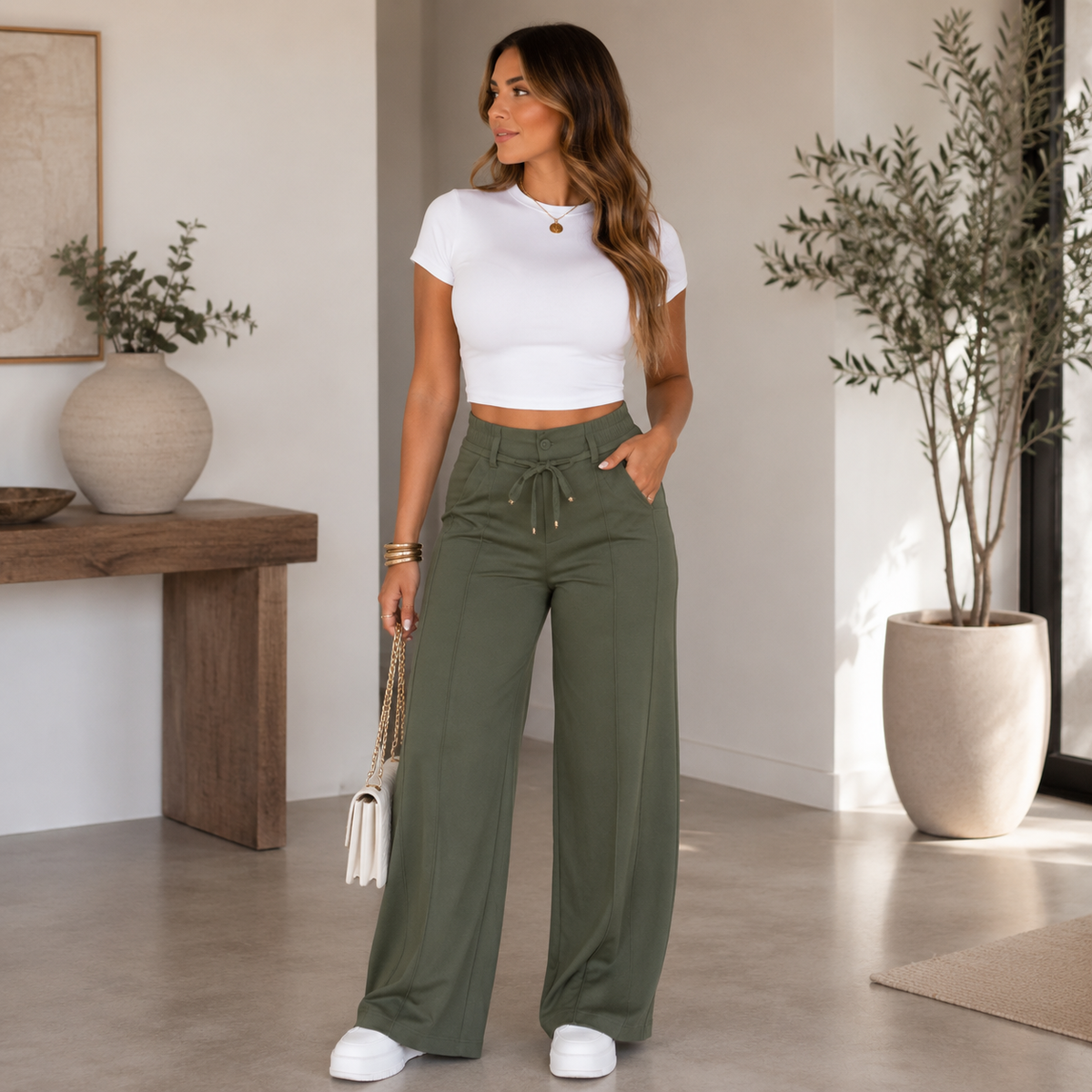 Calça Pantalona Julie em malha de seda gelo Zary Moda - foto 4