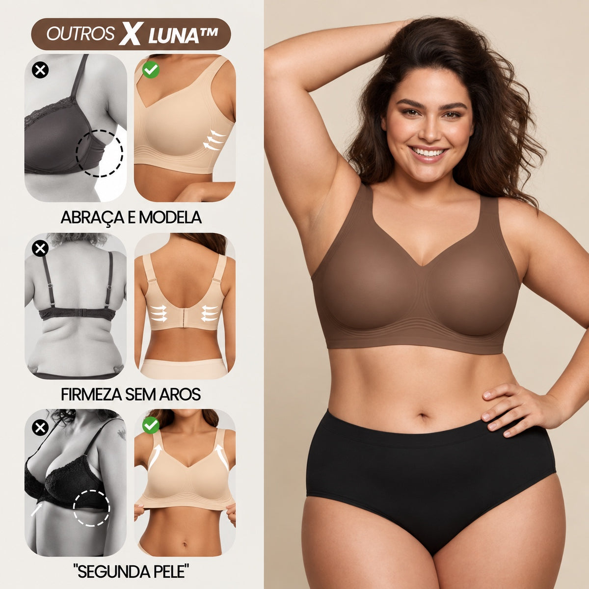 Kit 3 Sutiãs Luna Comfort - Efeito Invisível e Zero Marcas