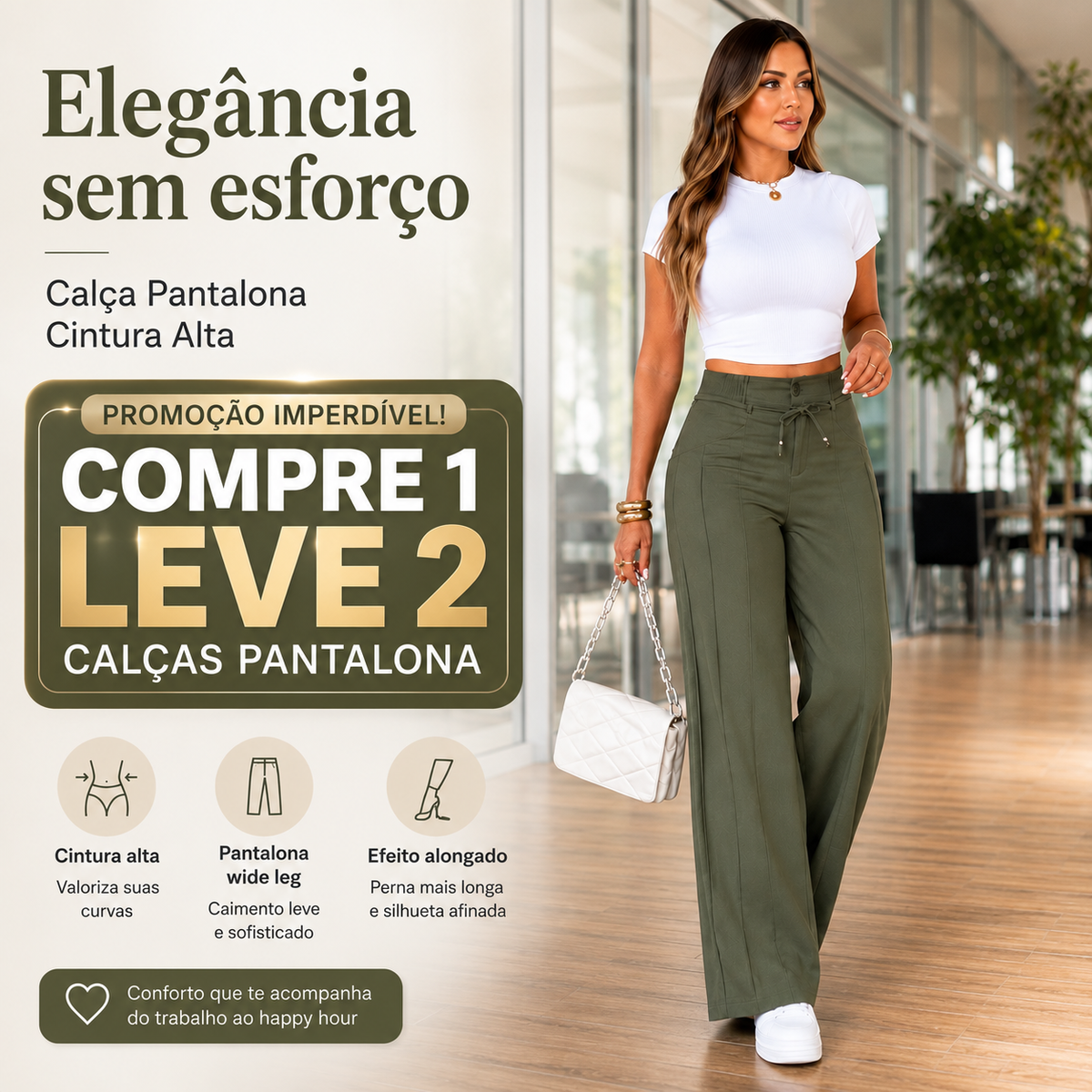 Calça Pantalona Julie em malha de seda gelo Zary Moda - foto 1