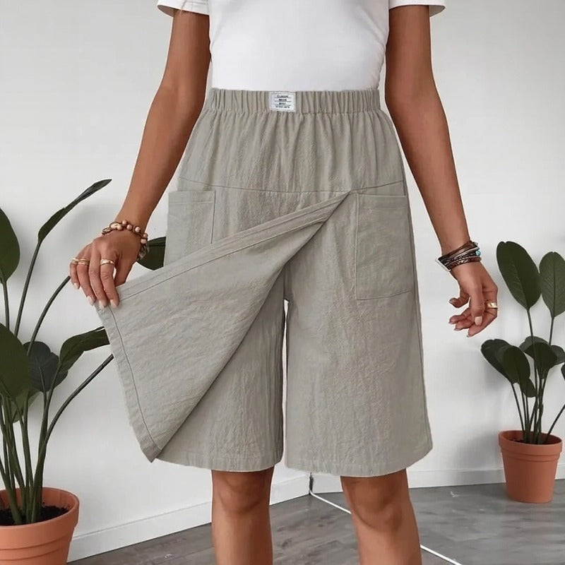 Shorts Saia Celenne em Linho de Algodão com Conforto Premium