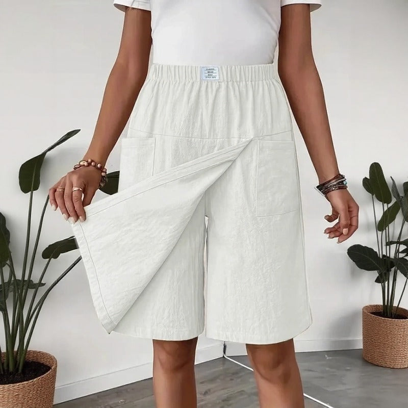 Shorts Saia Celenne em Linho de Algodão com Conforto Premium