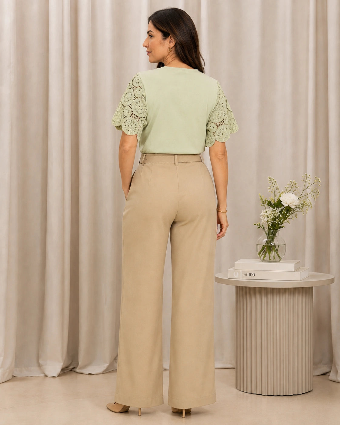 Blusa Confortável com Manga em Crochê Geisa - Verde - imagem 10