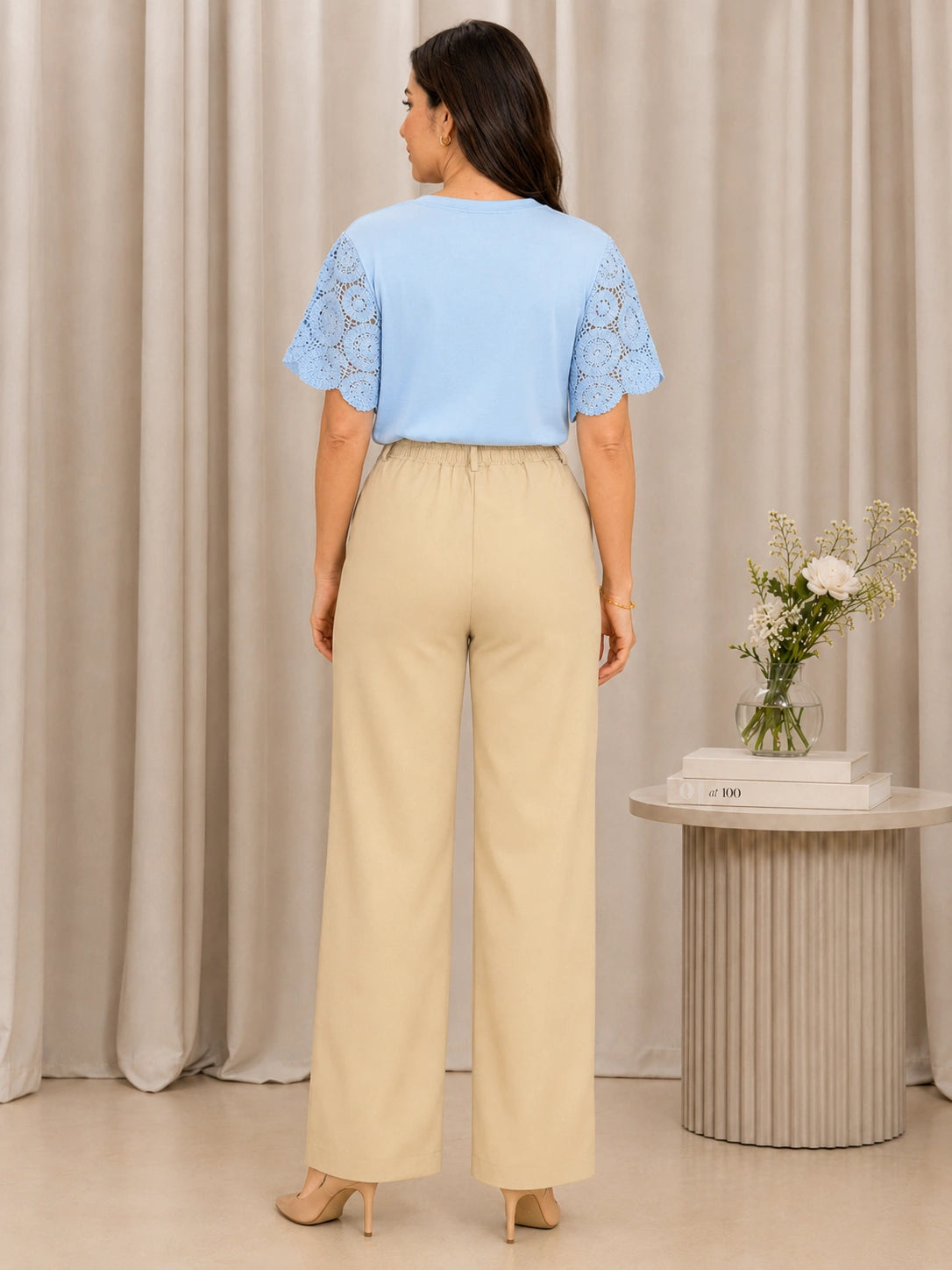 Blusa Confortável com Manga em Crochê Geisa - Azul - imagem 9