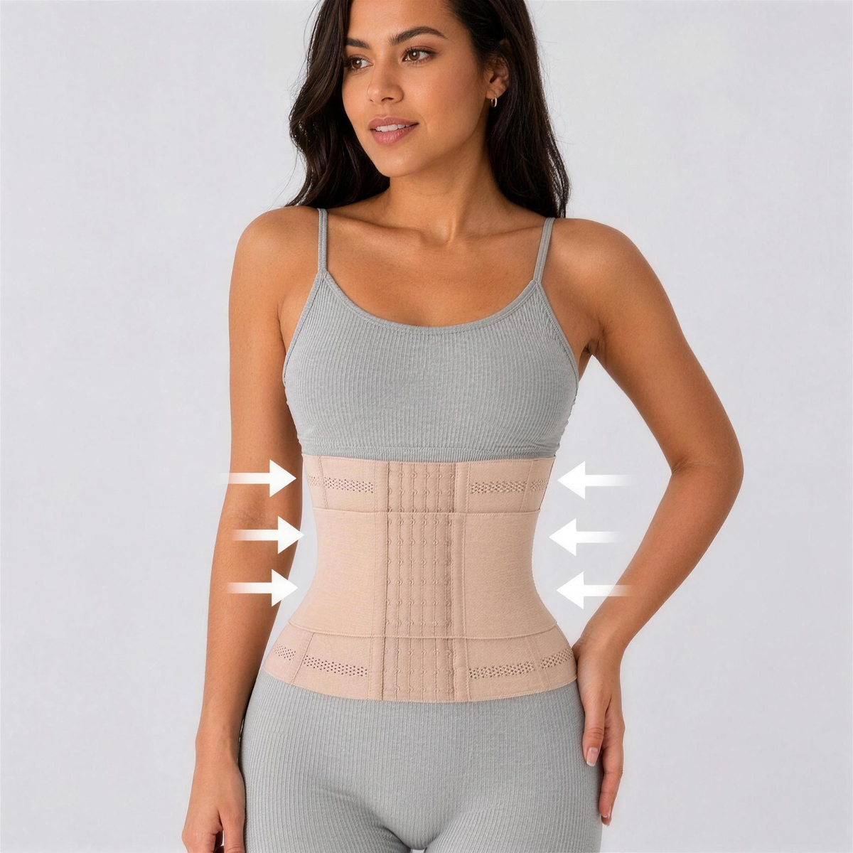 Cinta Modeladora CurveFit Bege — efeito de compressão na cintura — Zary Moda