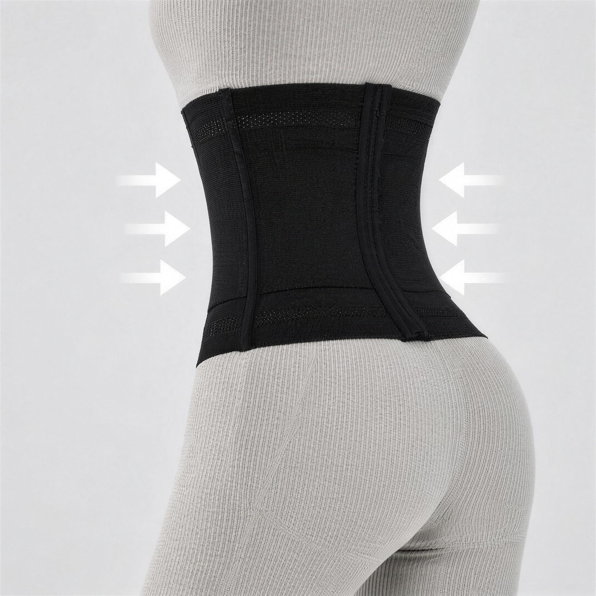 Cinta Modeladora CurveFit Preta — vista de costas com apoio lombar — Zary Moda