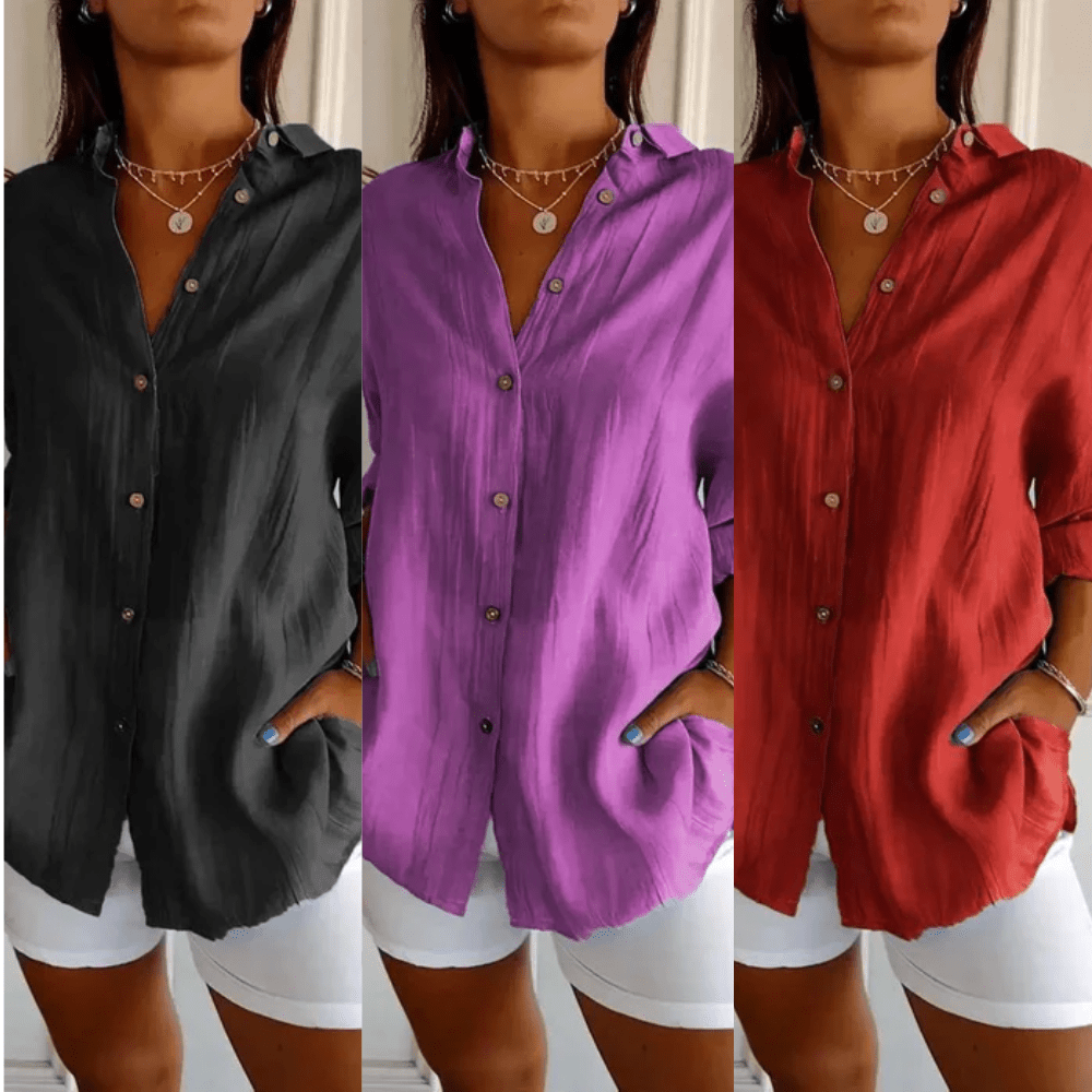 Kit 3 Camisas Ibiza em Linho de Algodão – Design Semi Plissado